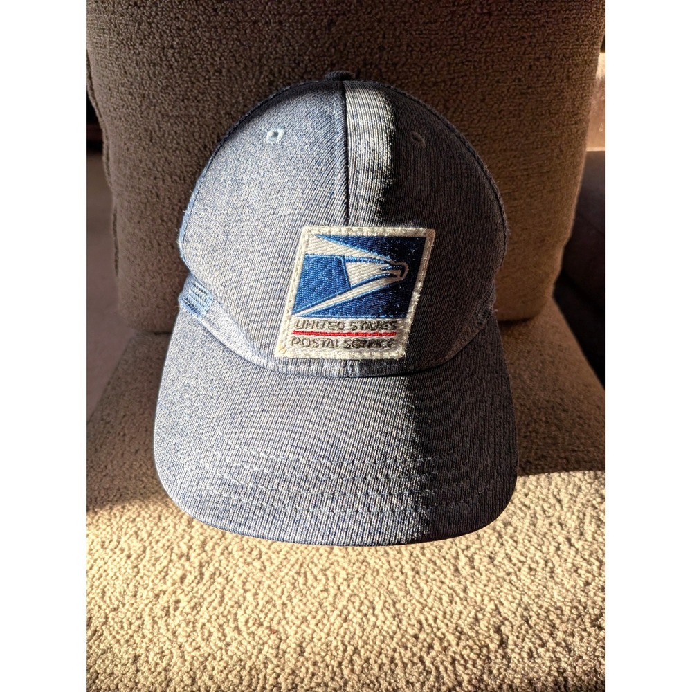 Vintage USPS Trucker Hat Blue Denim Mesh Snapback USA Eagle Cap
